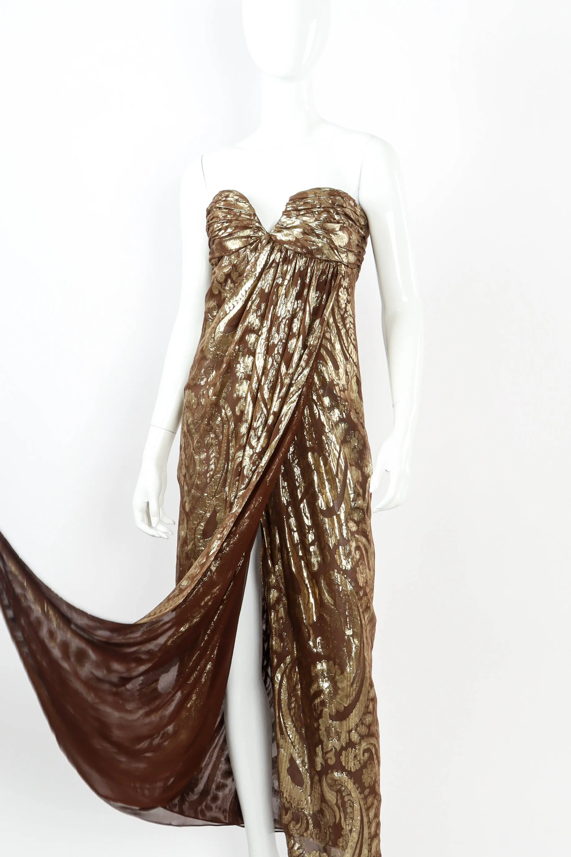 Metallic Fleur Strapless Dress