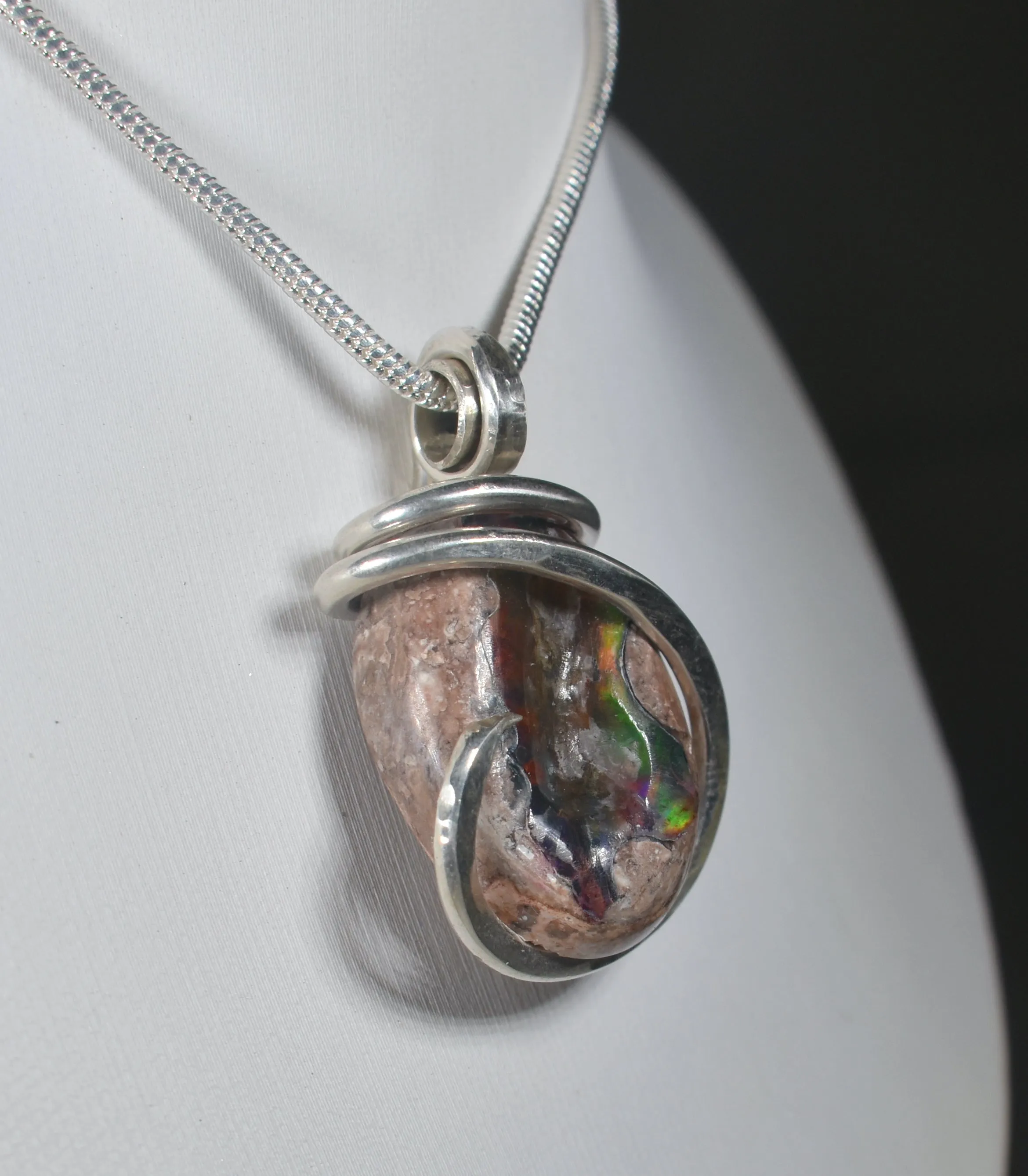 Mexican Fire Opal Handmade Stone Pendant Wrapped in Silver