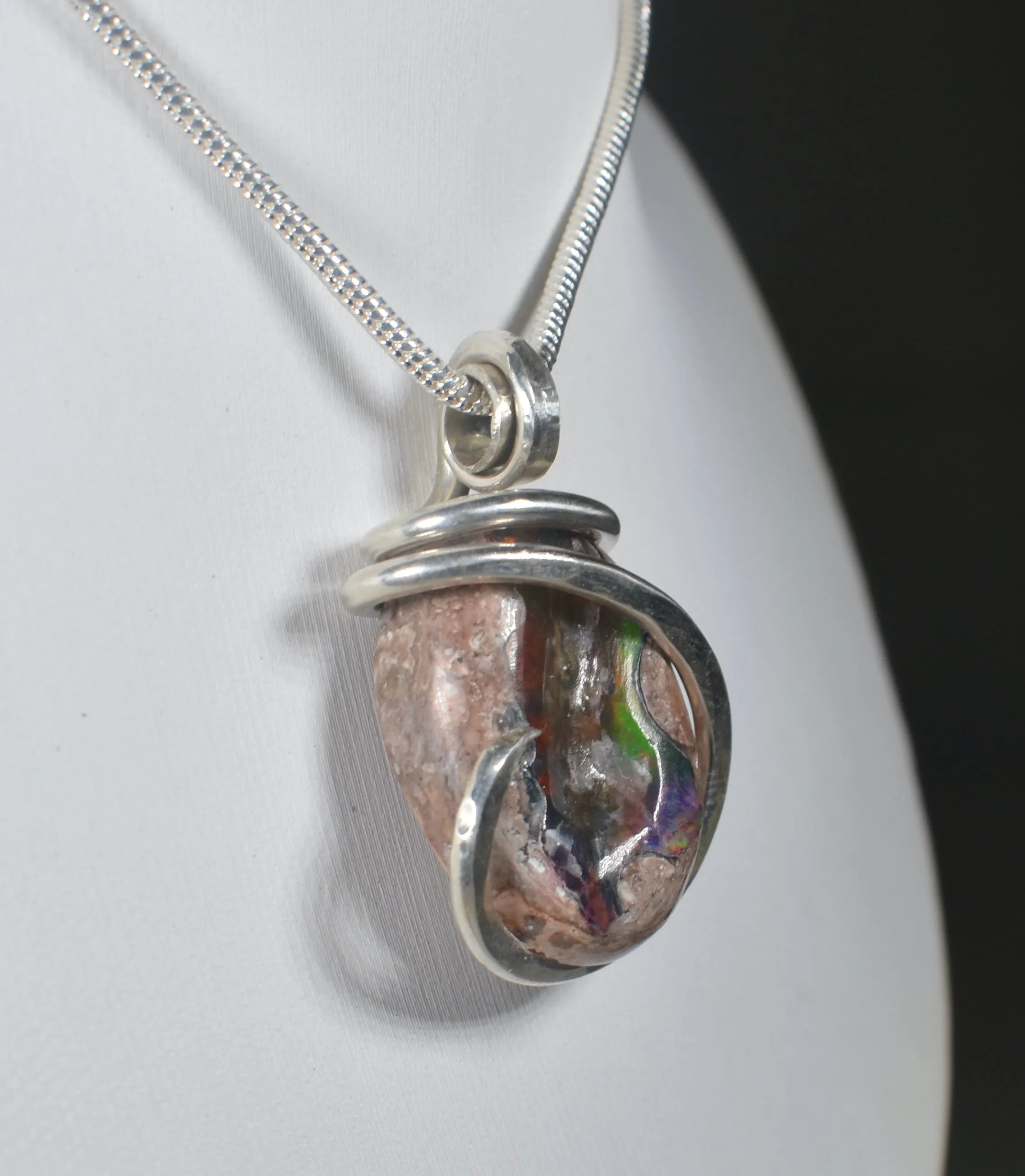 Mexican Fire Opal Handmade Stone Pendant Wrapped in Silver