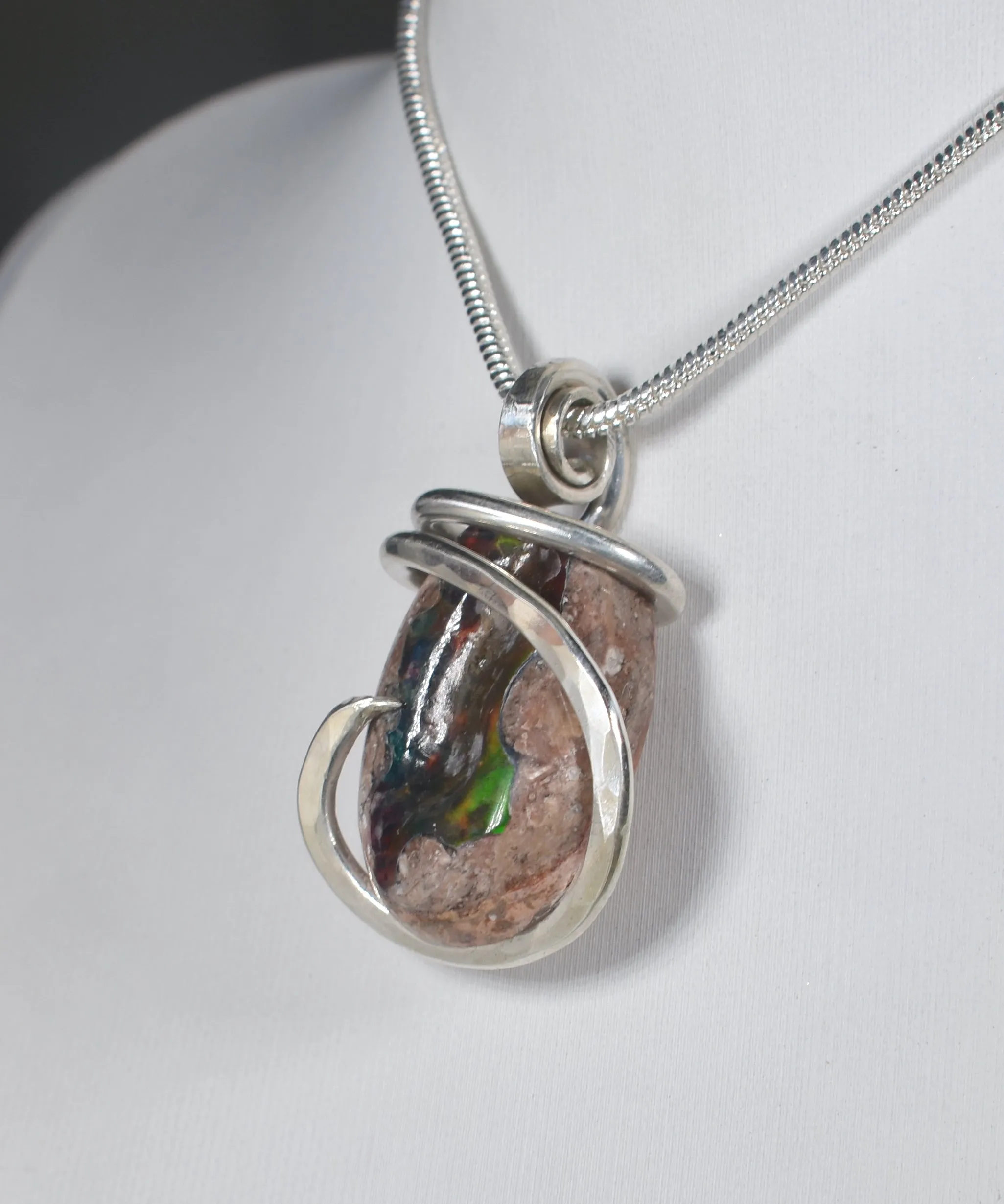 Mexican Fire Opal Handmade Stone Pendant Wrapped in Silver