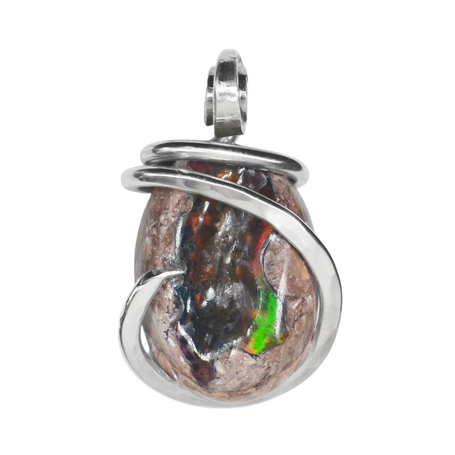 Mexican Fire Opal Handmade Stone Pendant Wrapped in Silver