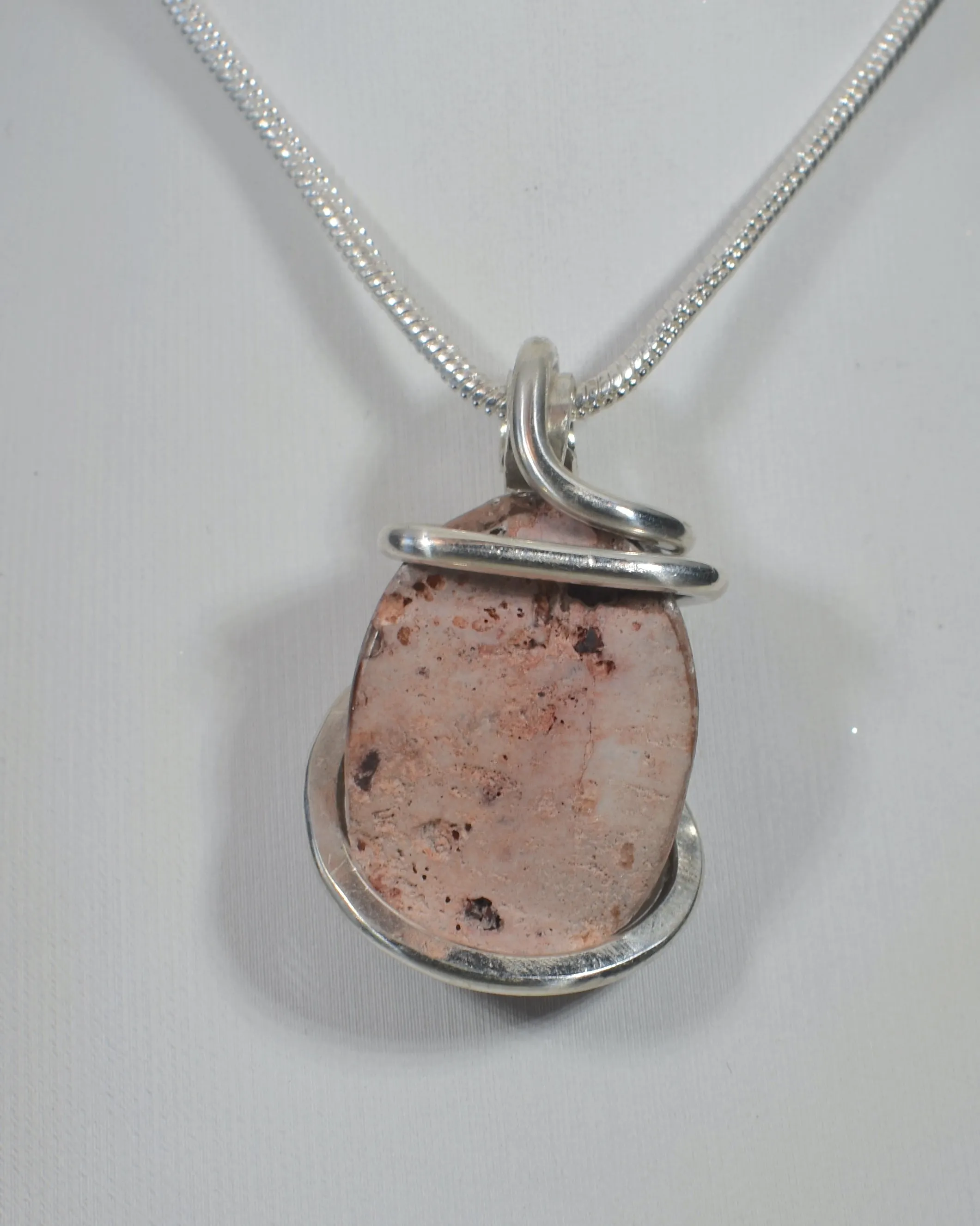Mexican Fire Opal Handmade Stone Pendant Wrapped in Silver