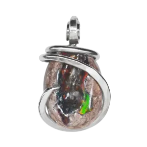 Mexican Fire Opal Handmade Stone Pendant Wrapped in Silver