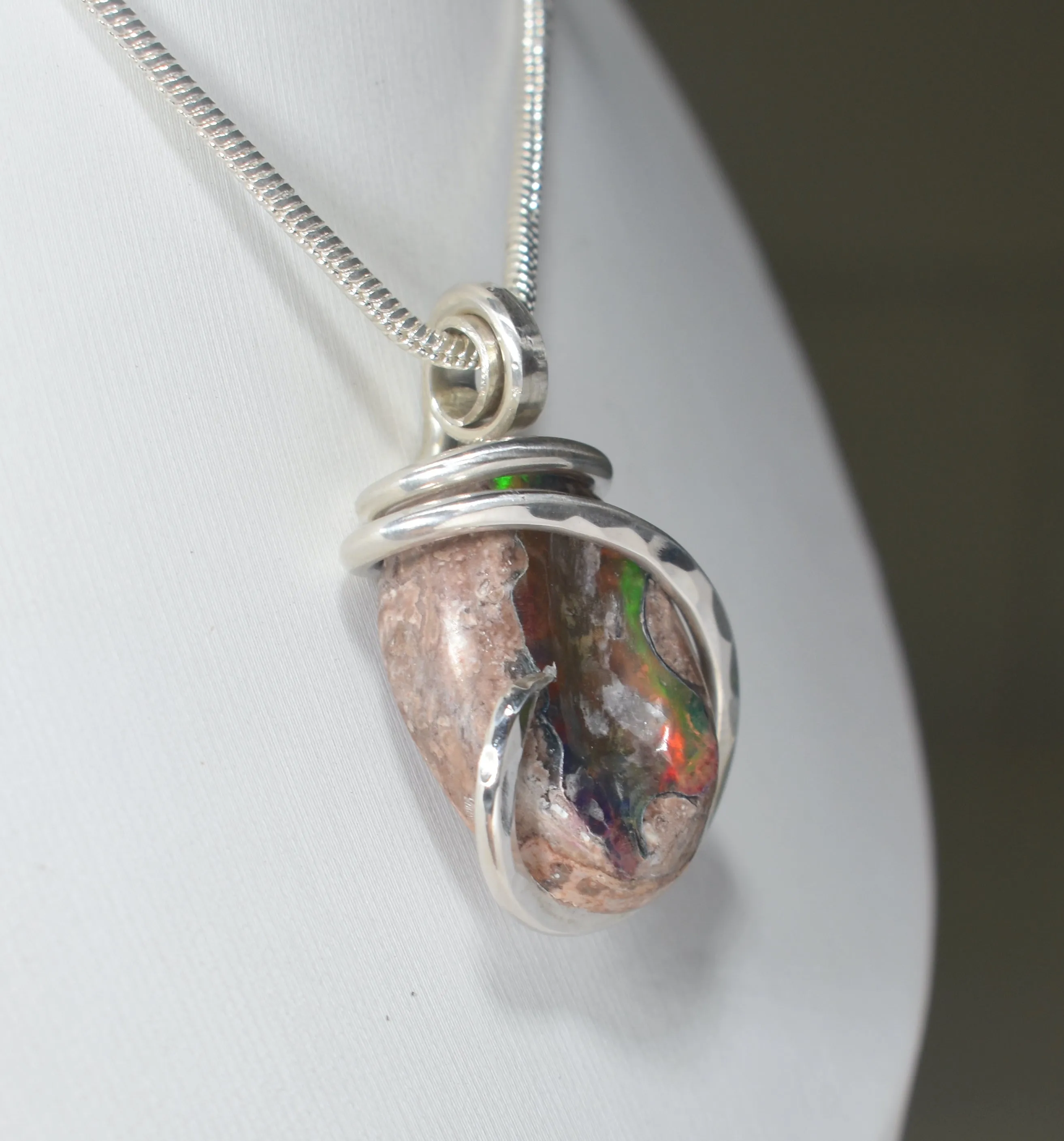 Mexican Fire Opal Handmade Stone Pendant Wrapped in Silver