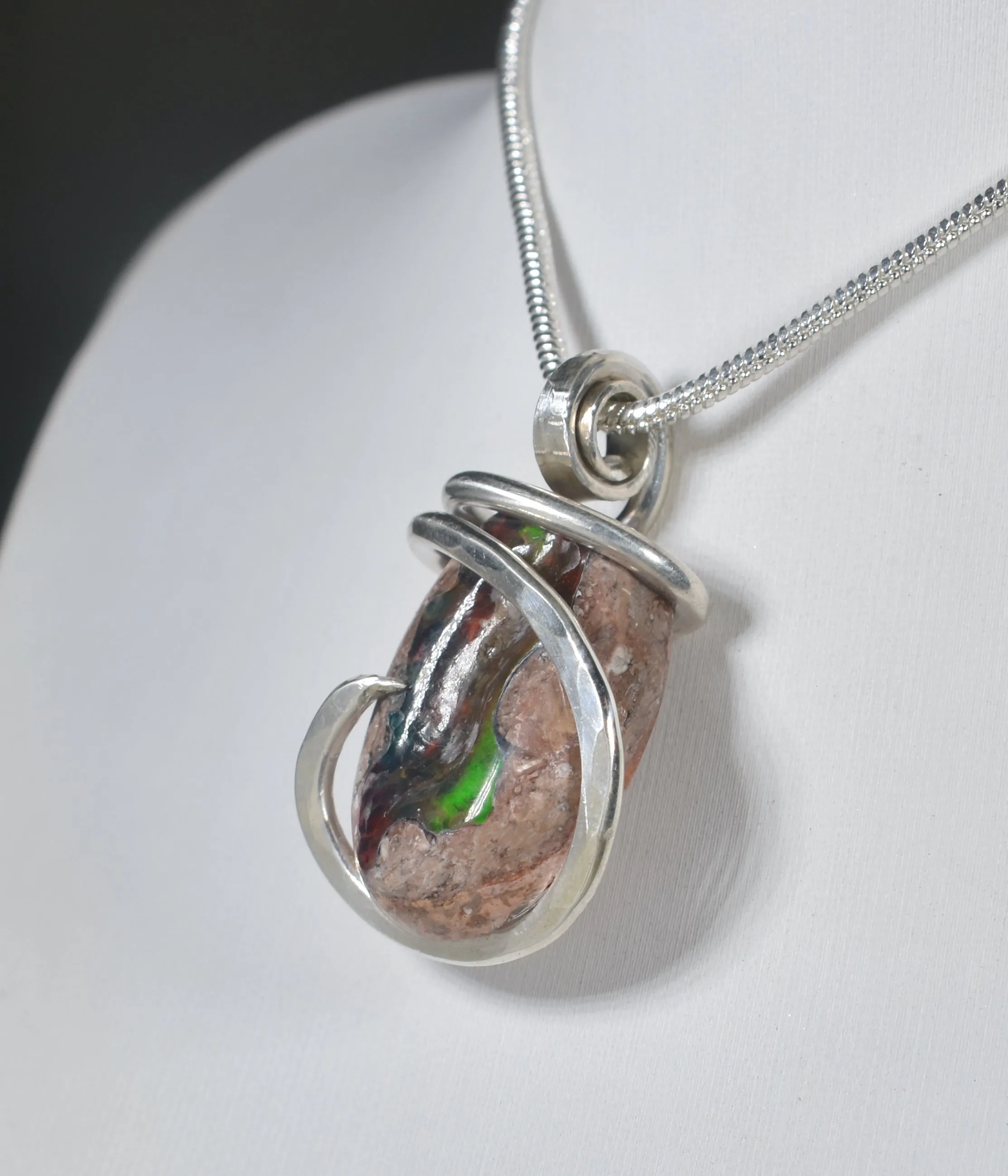 Mexican Fire Opal Handmade Stone Pendant Wrapped in Silver