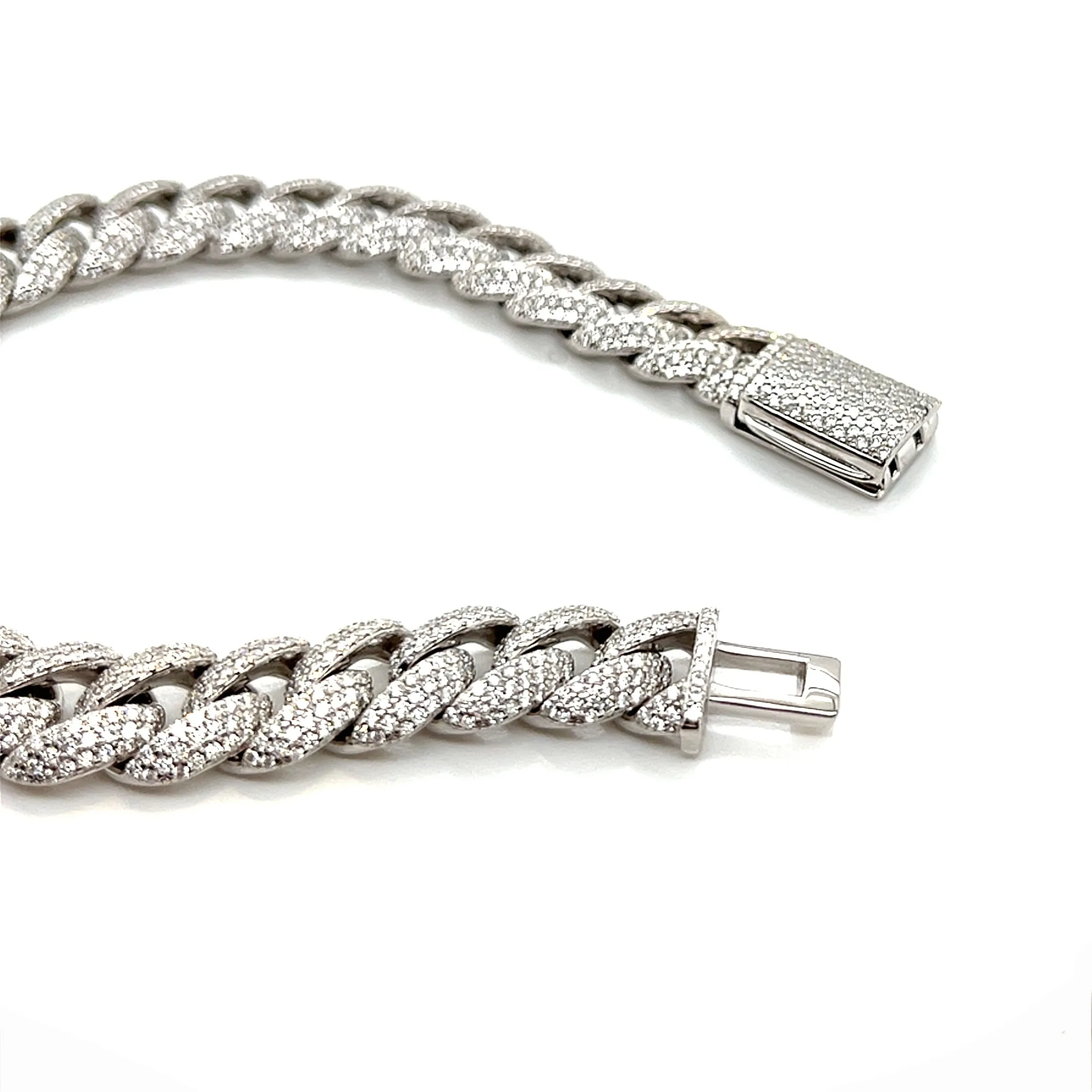 Miami Cuban 12mm Lab-Created Moissanite Sterling 8.5" Bracelet - M313069