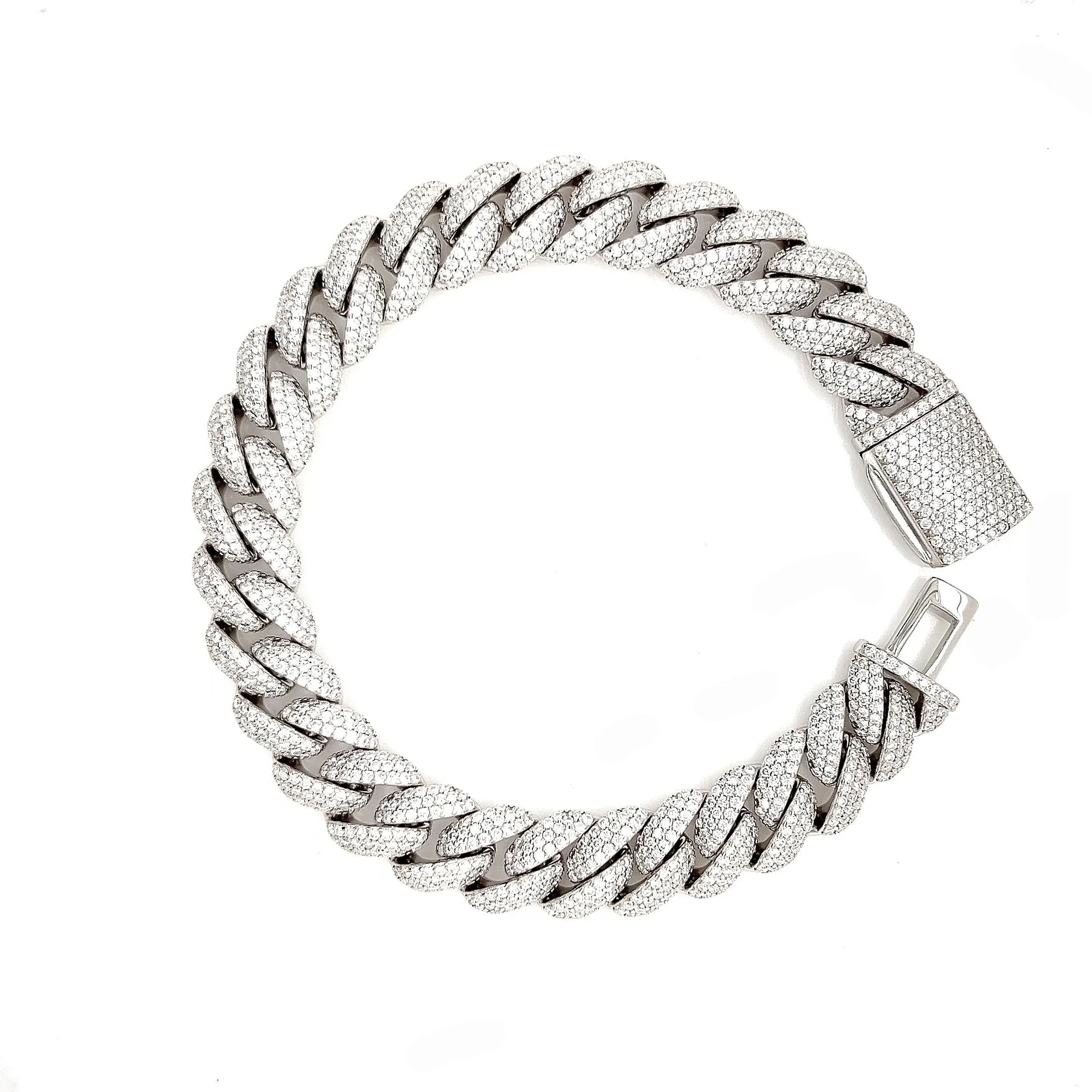 Miami Cuban 12mm Lab-Created Moissanite Sterling 8.5" Bracelet - M313069