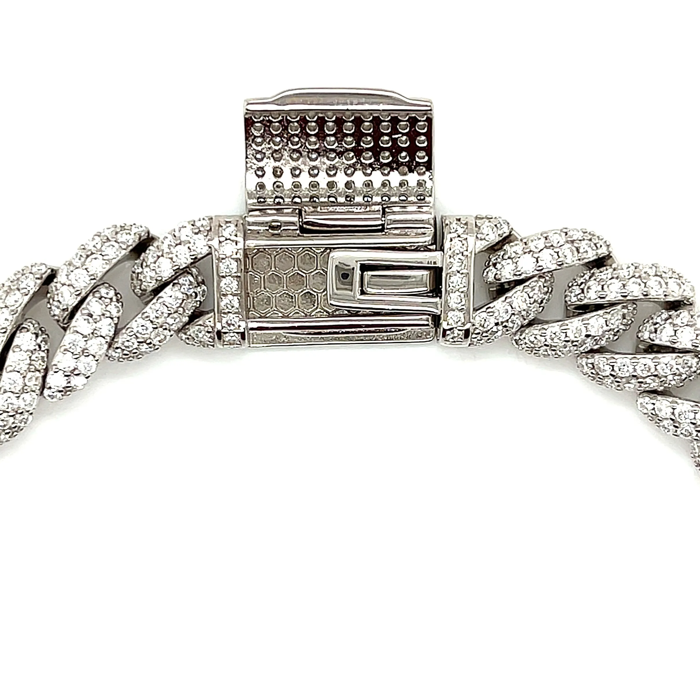 Miami Cuban 12mm Lab-Created Moissanite Sterling 8.5" Bracelet - M313069