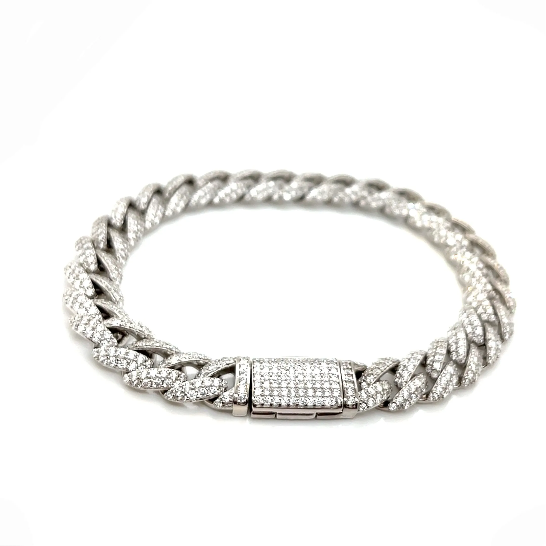 Miami Cuban 12mm Lab-Created Moissanite Sterling 8.5" Bracelet - M313069