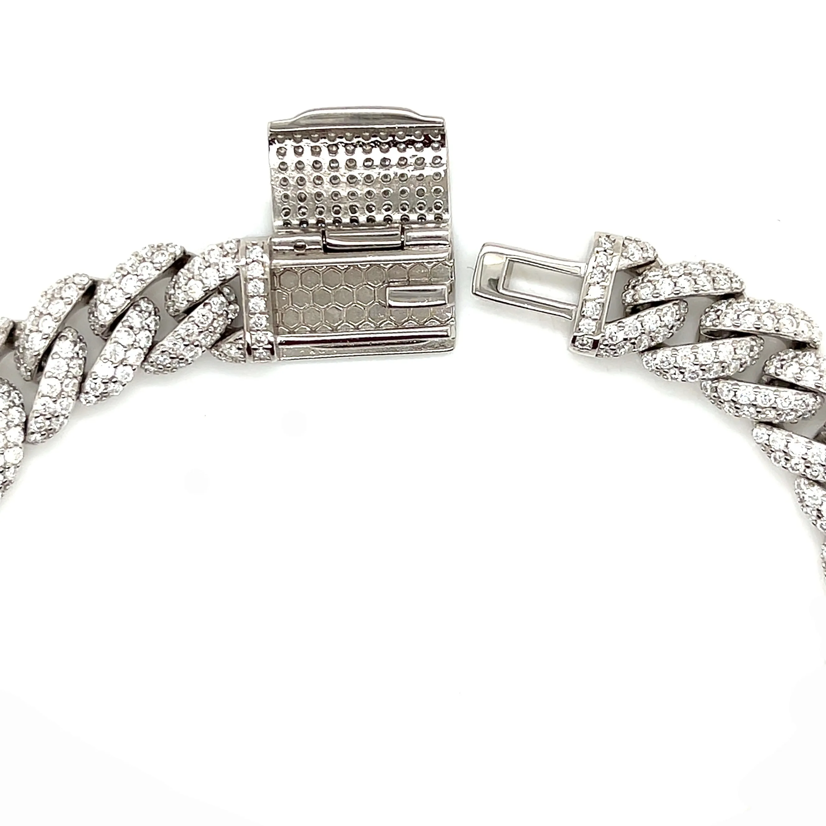 Miami Cuban 12mm Lab-Created Moissanite Sterling 8.5" Bracelet - M313069