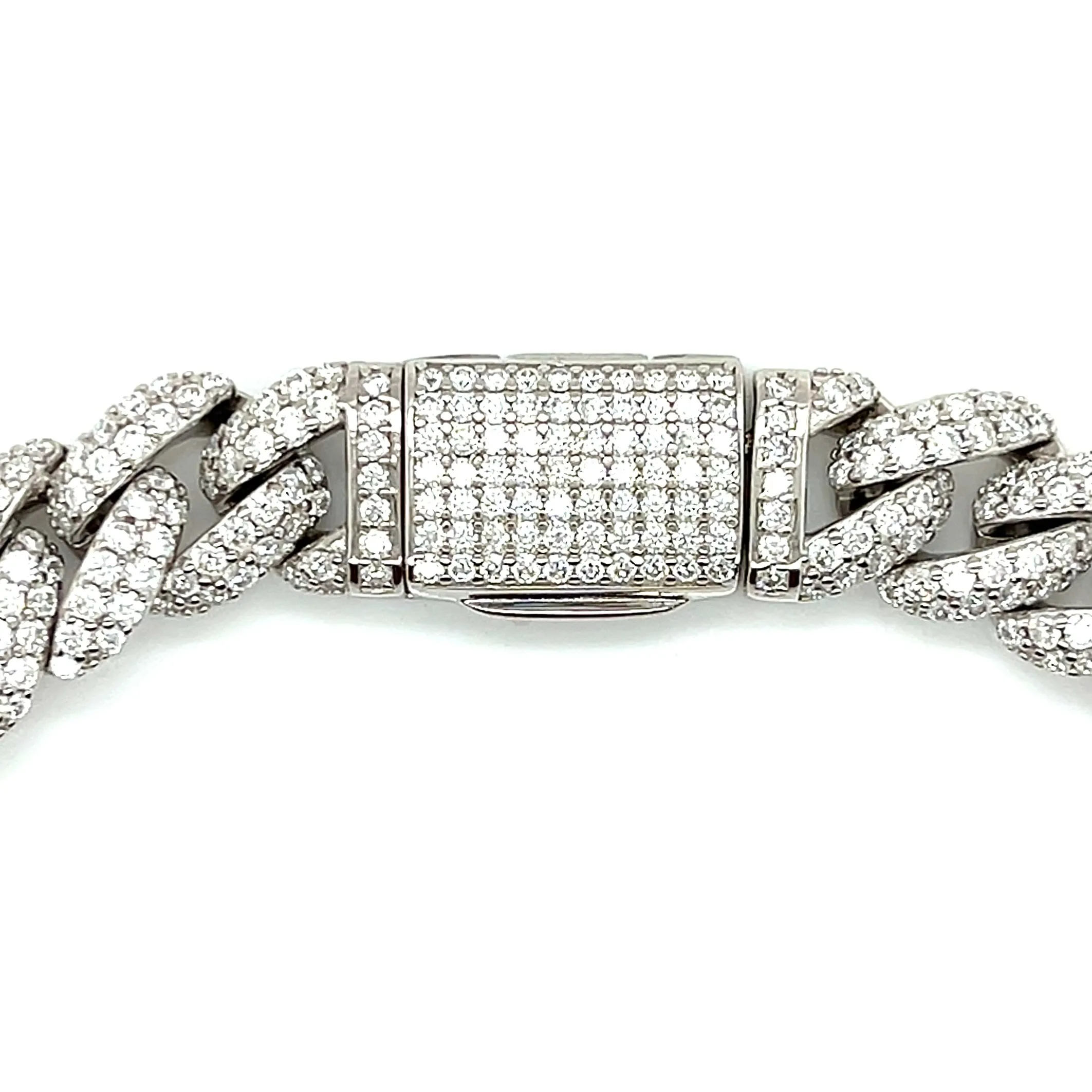 Miami Cuban 12mm Lab-Created Moissanite Sterling 8.5" Bracelet - M313069