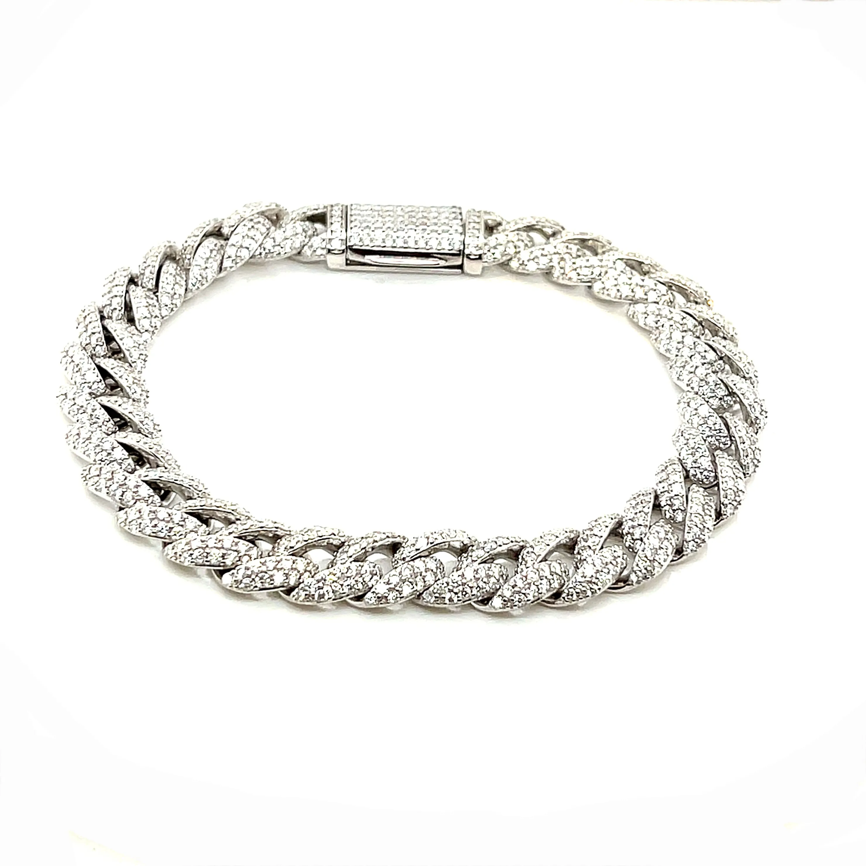 Miami Cuban 12mm Lab-Created Moissanite Sterling 8.5" Bracelet - M313069
