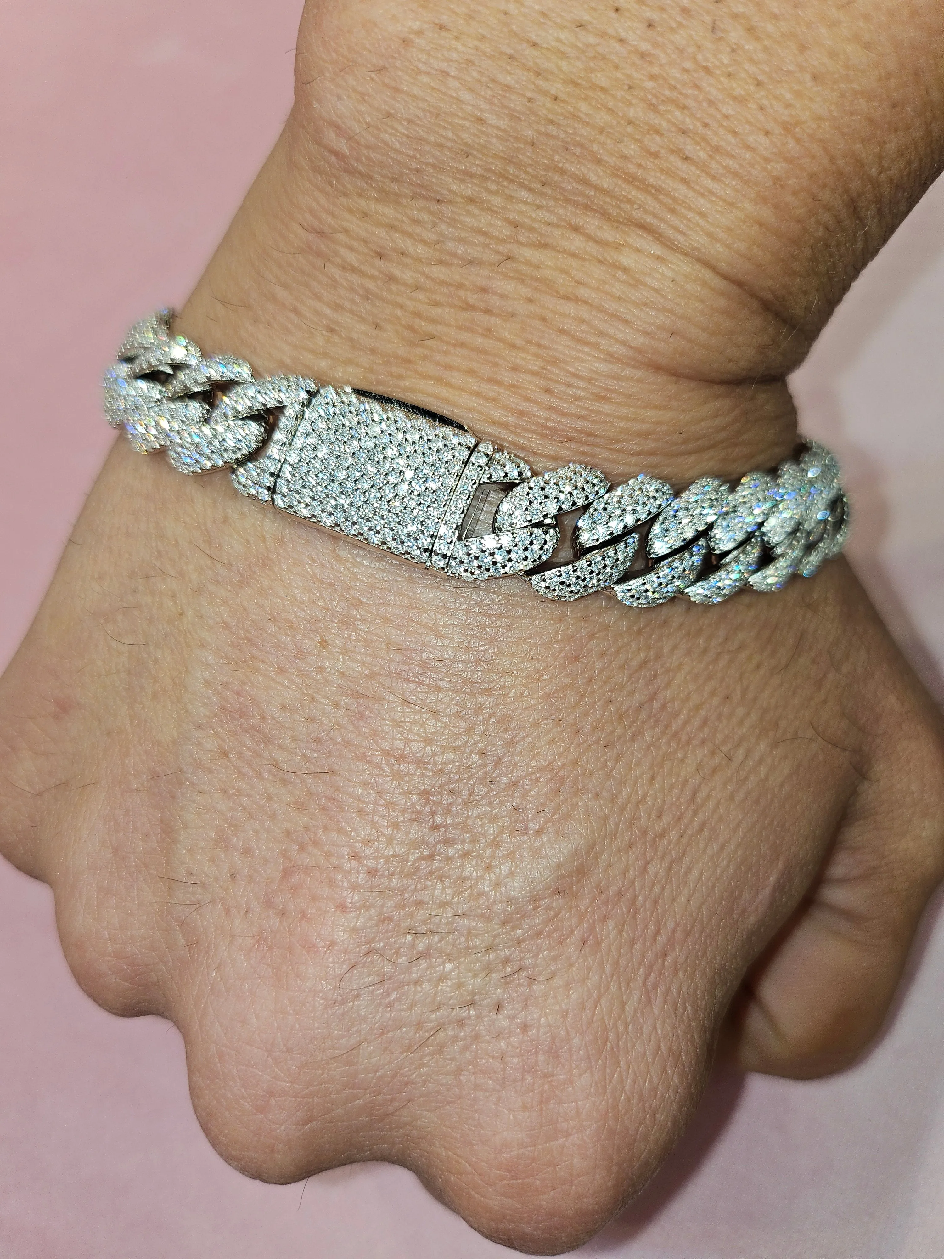 Miami Cuban 12mm Lab-Created Moissanite Sterling 8.5" Bracelet - M313069