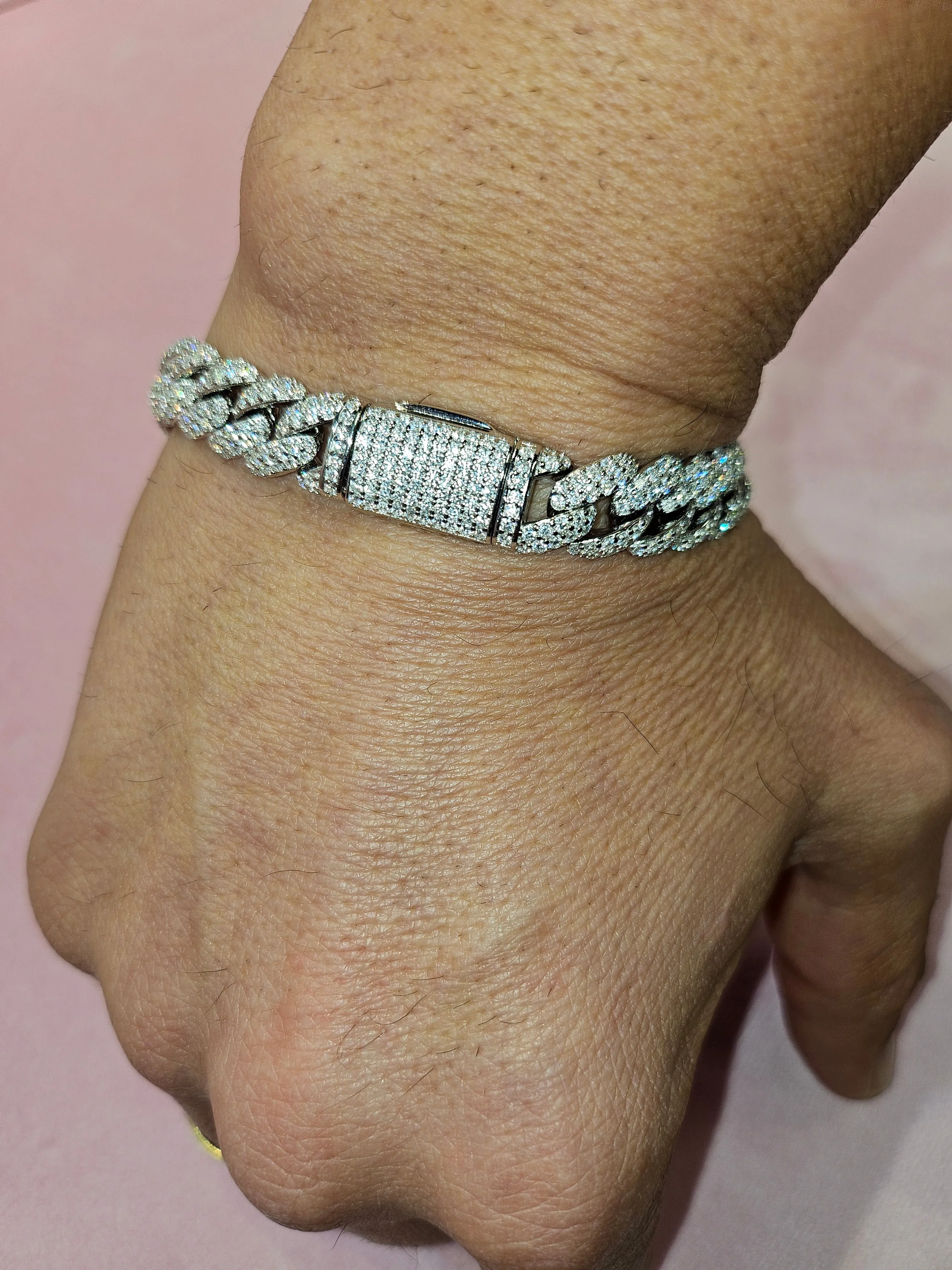 Miami Cuban Lab-Created Moissanite Sterling 8.5" Bracelet - M313069-10mm