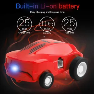 Micro Racers Mini Rechargeable Stunt Cars -360 Degree Rotating Pocket Racer with LED Light Up Glow in The Dark Toy Car for Kids