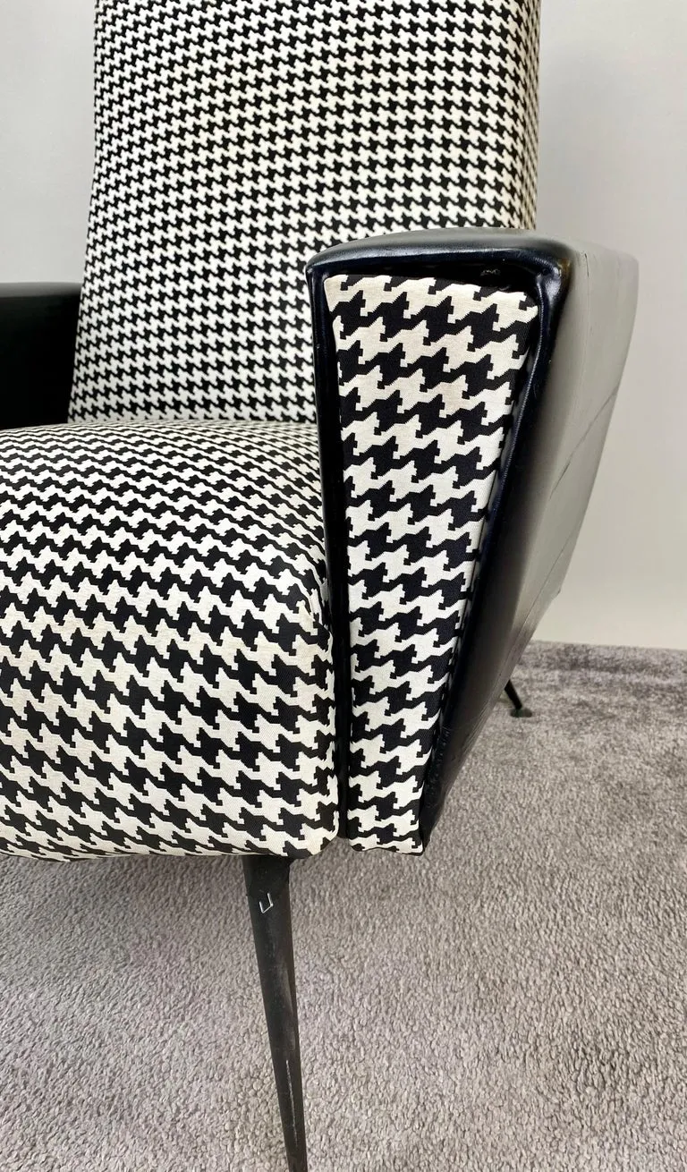 Mid-Century Modern Armchair or Lounge Chair Black and White, 1960s