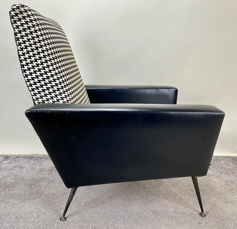 Mid-Century Modern Armchair or Lounge Chair Black and White, 1960s