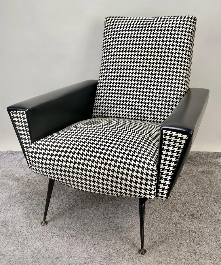 Mid-Century Modern Armchair or Lounge Chair Black and White, 1960s