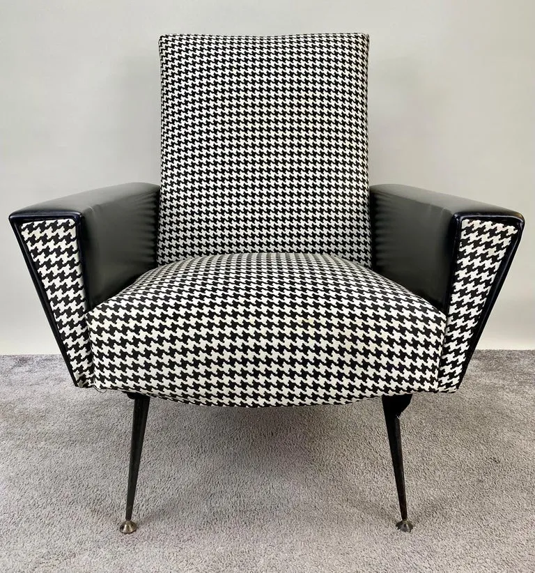 Mid-Century Modern Armchair or Lounge Chair Black and White, 1960s