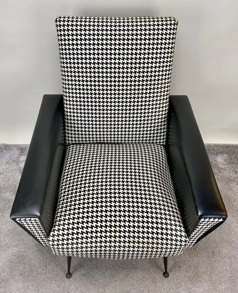 Mid-Century Modern Armchair or Lounge Chair Black and White, 1960s