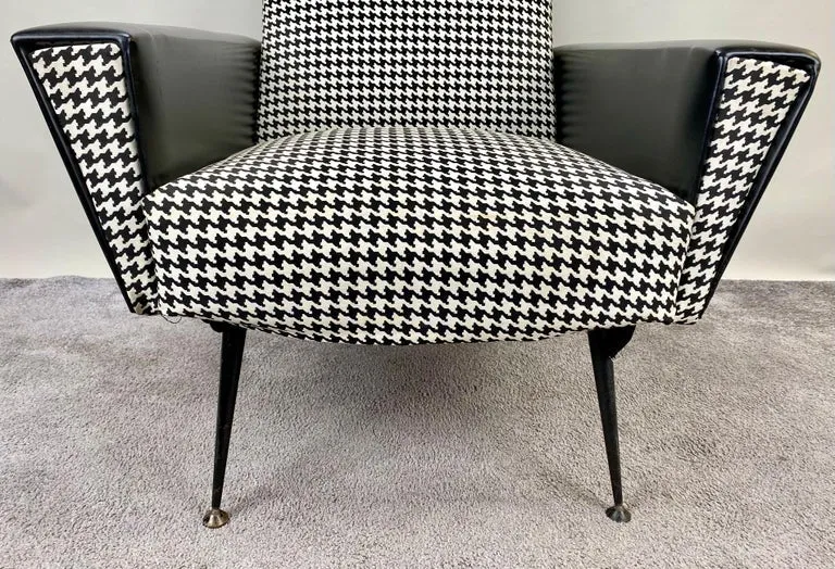 Mid-Century Modern Armchair or Lounge Chair Black and White, 1960s