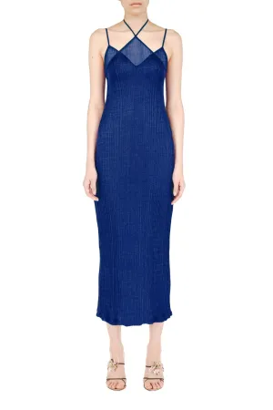 Midnight Blue Metallic Double Layer Dress