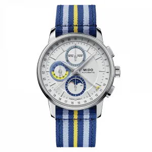 Mido watch baroncelli chronograph moonphase 42mm automatic silver steel m027.625.17.031.00