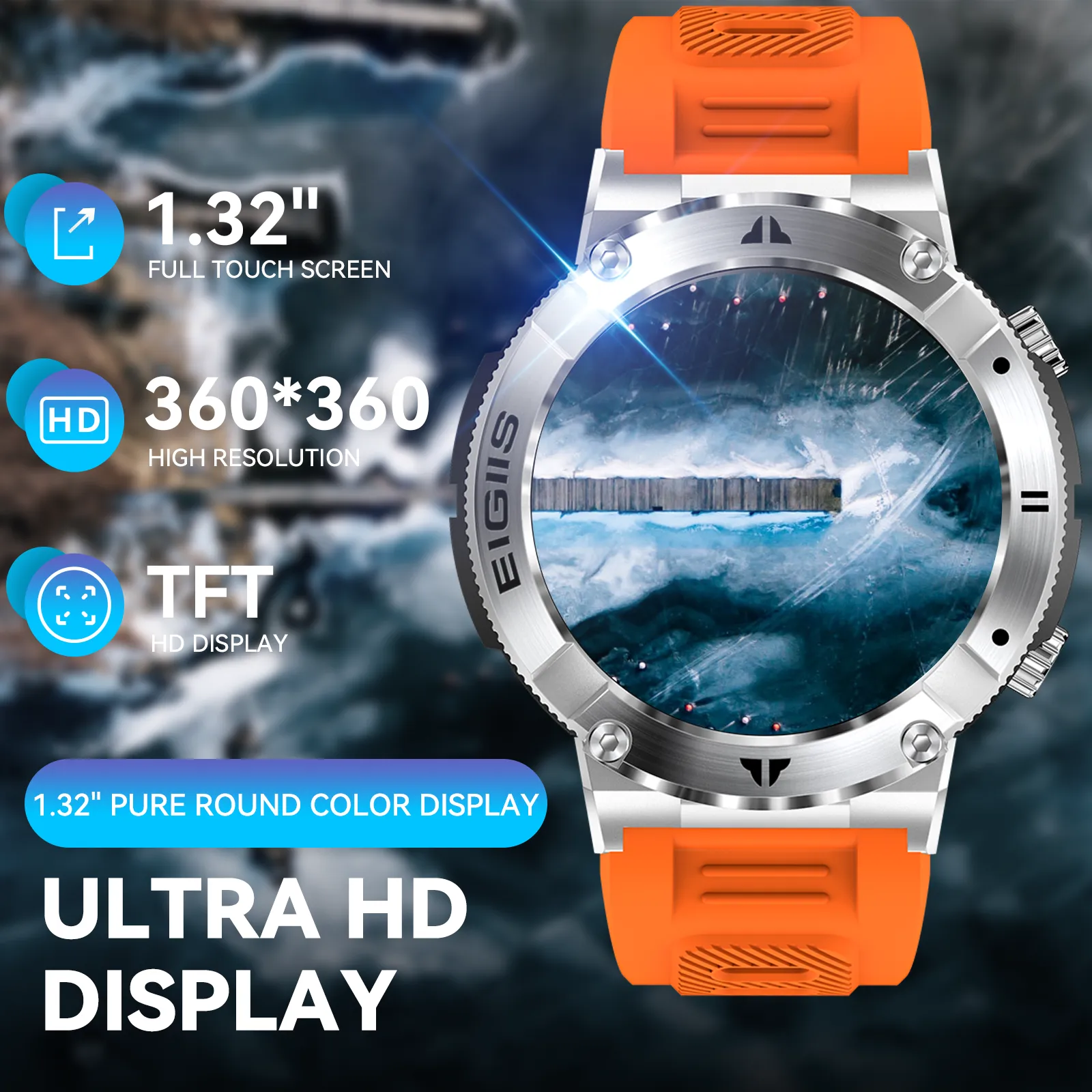 Military Smart Watch for Men Answer Make Calls Message Notification 1.32" HD Full Touch Smartwatch Fitness Tracker Watch Heart Rate Monitor Sleep Monitor Step Counter Sports Watch for iPhone Android