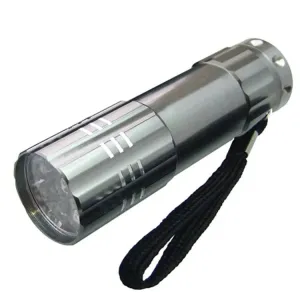 MINI ULTRA BRIGHT SILVER ALUMINIUM 9 LED POCKET LIGHT FLASHLIGHT TORCH CAMPING