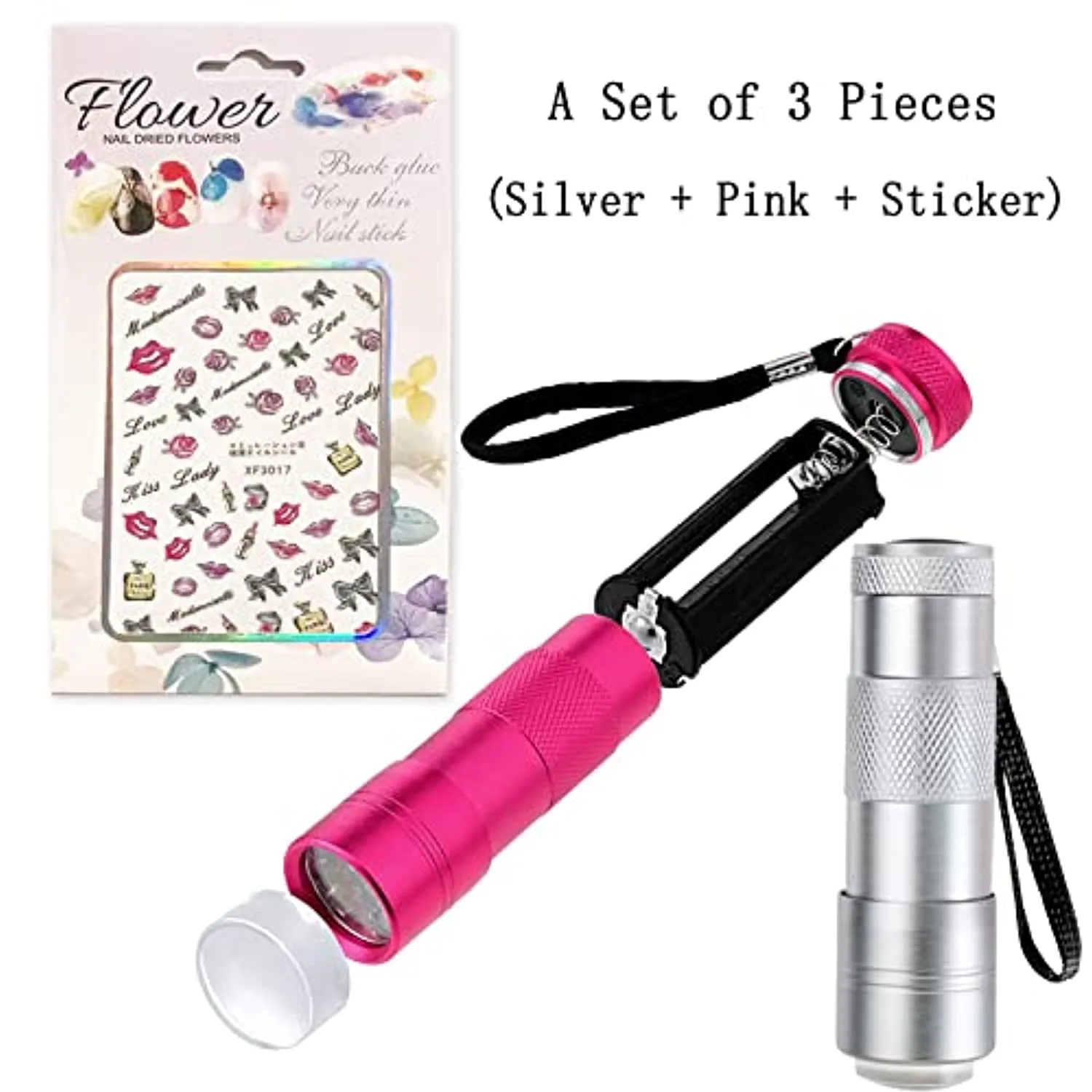 Mini UV Nail Lamp Presser, 3pcs with Manicure Stickers Portable LED Stamper Silicone Nail Press Light Dryer Handheld Nail Curing Lamp,Nail Press Flashlight Tool for Women Decor Nail Art Stamping Tools