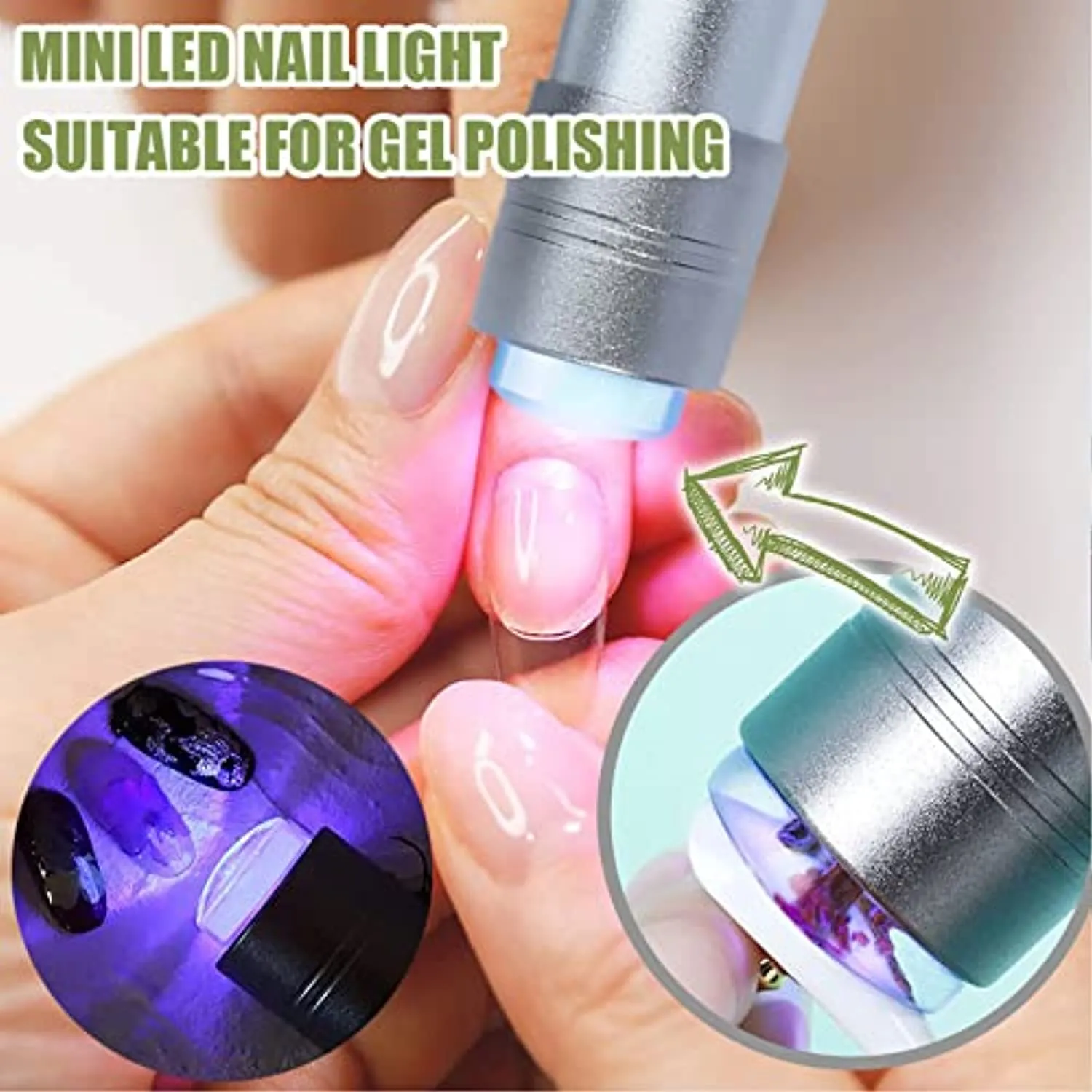 Mini UV Nail Lamp Presser, 3pcs with Manicure Stickers Portable LED Stamper Silicone Nail Press Light Dryer Handheld Nail Curing Lamp,Nail Press Flashlight Tool for Women Decor Nail Art Stamping Tools
