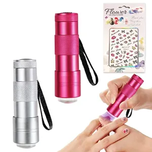 Mini UV Nail Lamp Presser, 3pcs with Manicure Stickers Portable LED Stamper Silicone Nail Press Light Dryer Handheld Nail Curing Lamp,Nail Press Flashlight Tool for Women Decor Nail Art Stamping Tools