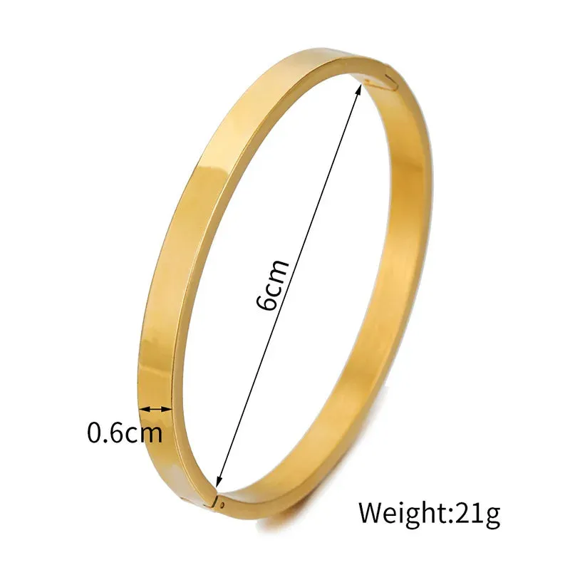 Minimalist Stainless Steel Bangle for Women – 4/6/8mm Width