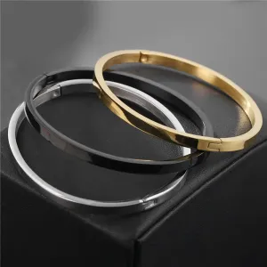 Minimalist Stainless Steel Bangle for Women – 4/6/8mm Width