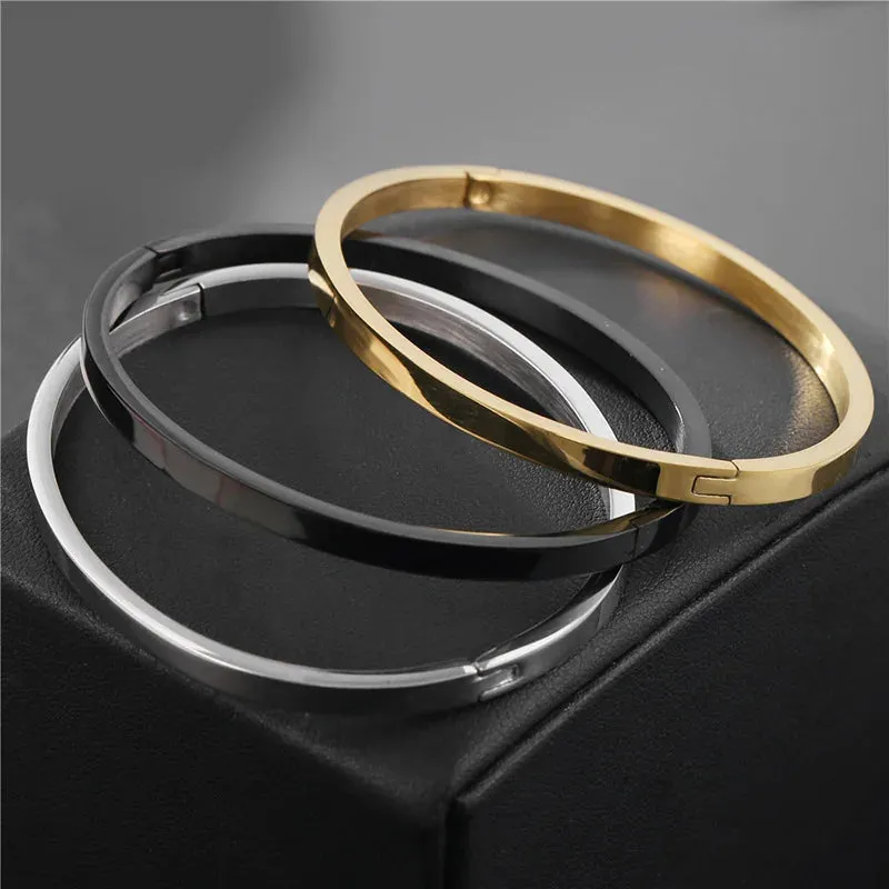 Minimalist Stainless Steel Bangle for Women – 4/6/8mm Width