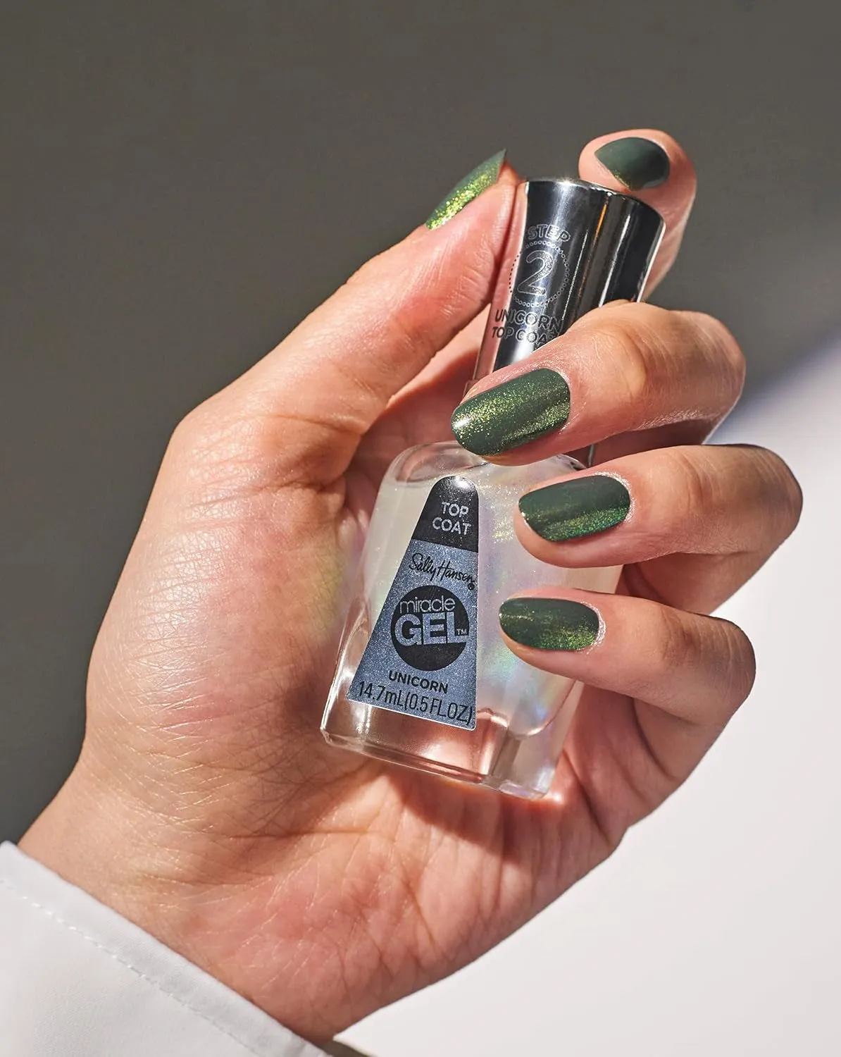Miracle Gel™, Unicorn Top Coat, Long Lasting, Gel-Like Formula, No UV Lamp Needed, Glitter Nail Polish