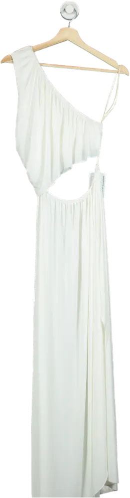 Misa White Asymmetric Cutout Maxi Dress UK S