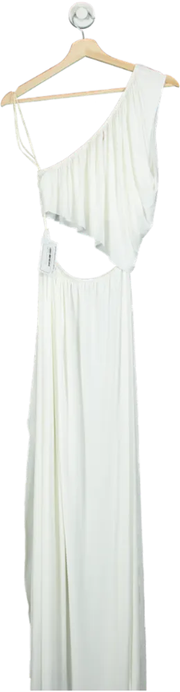 Misa White Asymmetric Cutout Maxi Dress UK S