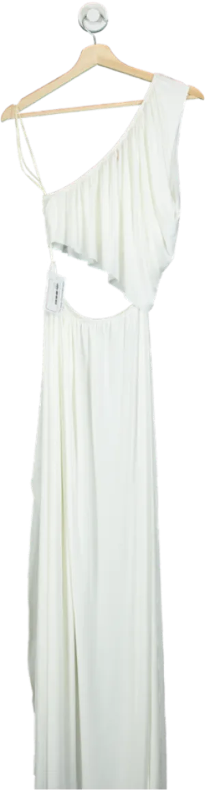 Misa White Asymmetric Cutout Maxi Dress UK S