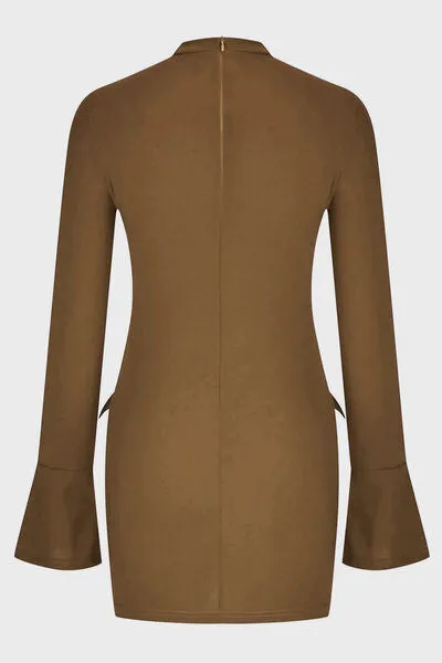 Mock Neck Long Sleeve Mini Dress