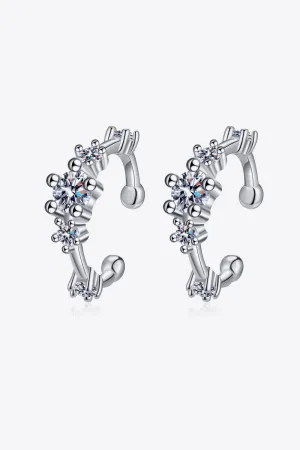 Moissanite Silver Cuff Earrings