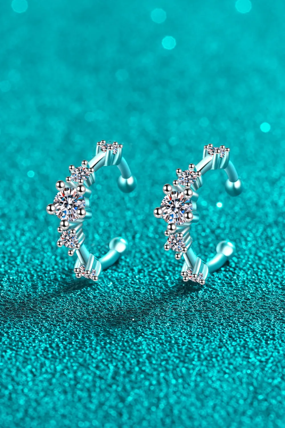 Moissanite Silver Cuff Earrings