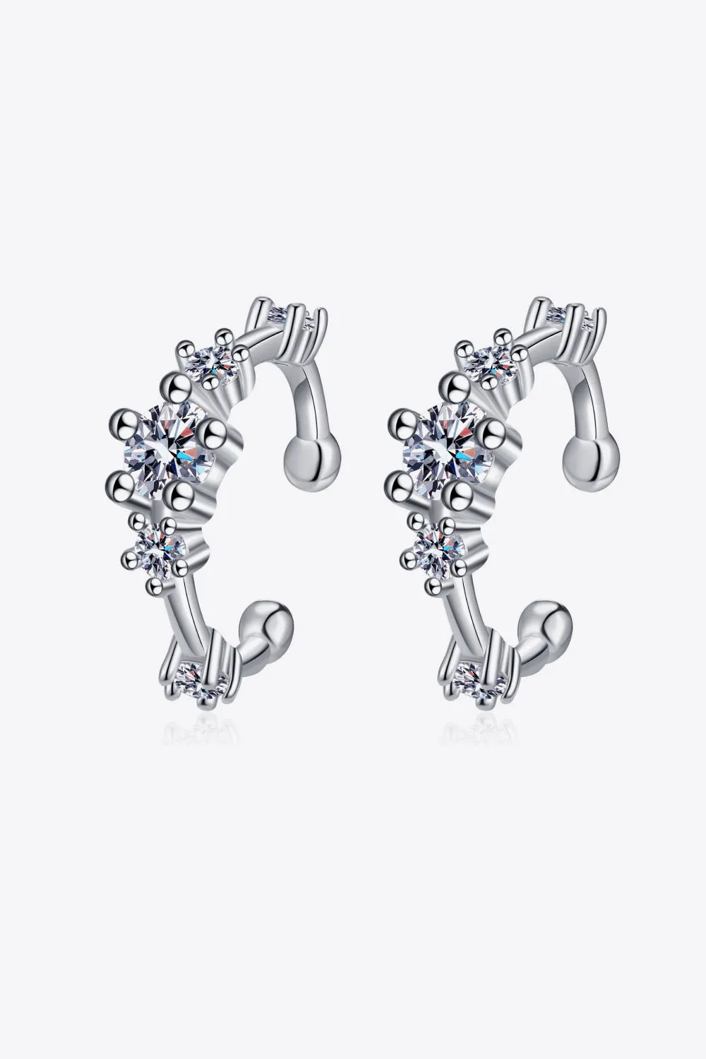 Moissanite Silver Cuff Earrings