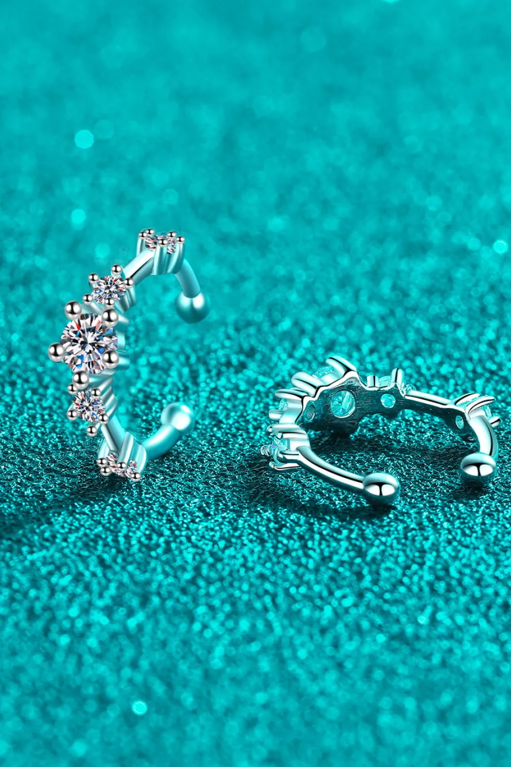 Moissanite Silver Cuff Earrings