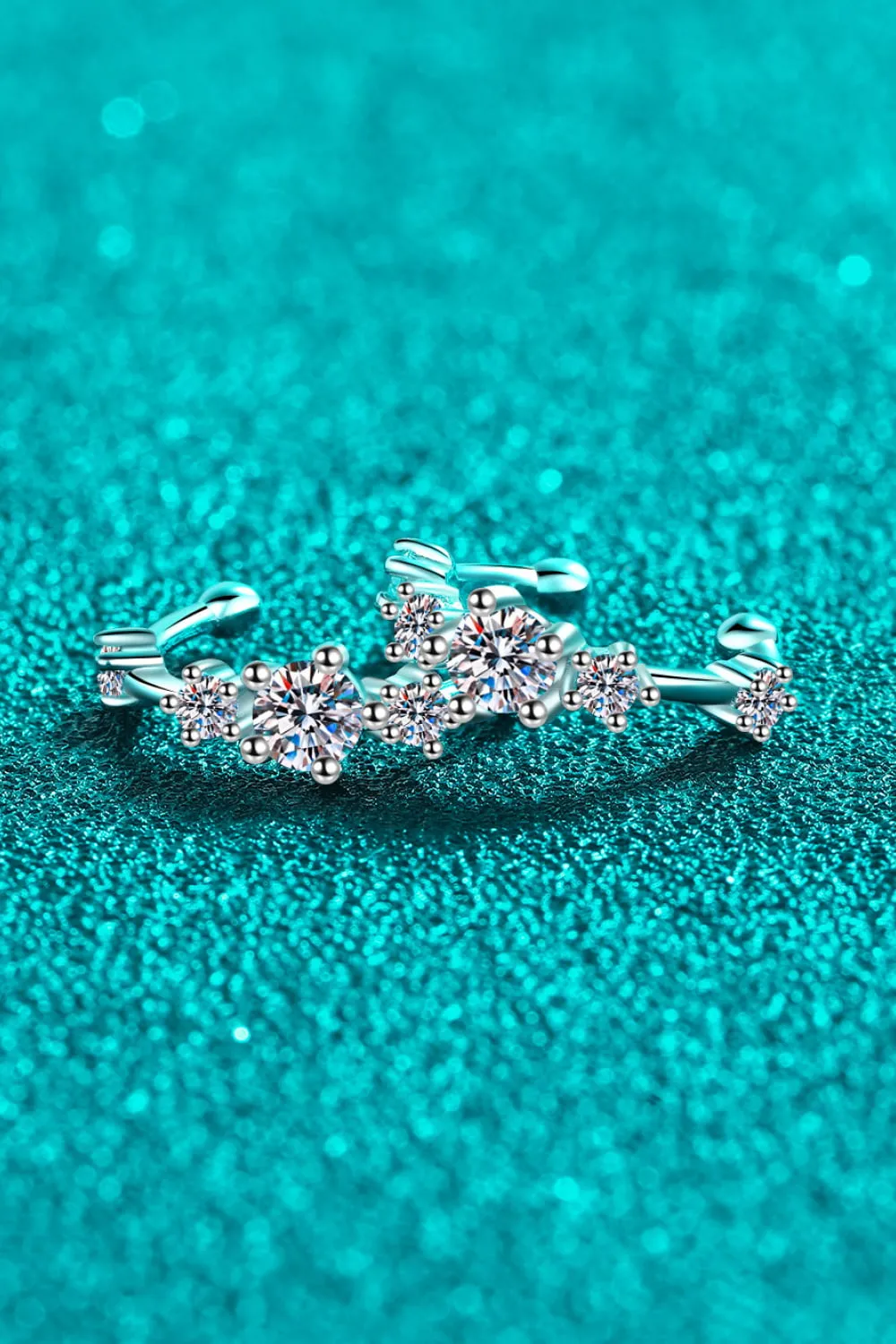 Moissanite Silver Cuff Earrings