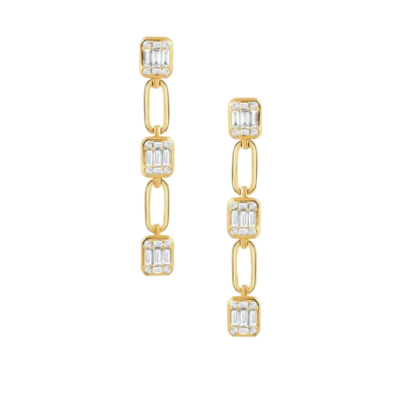 Mondrian 18K Yellow Gold Diamond Drop Earrings