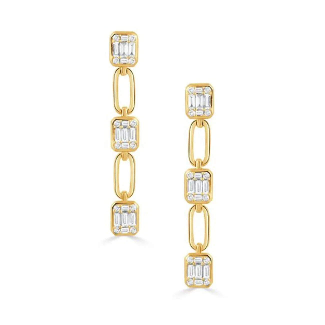 Mondrian 18K Yellow Gold Diamond Drop Earrings