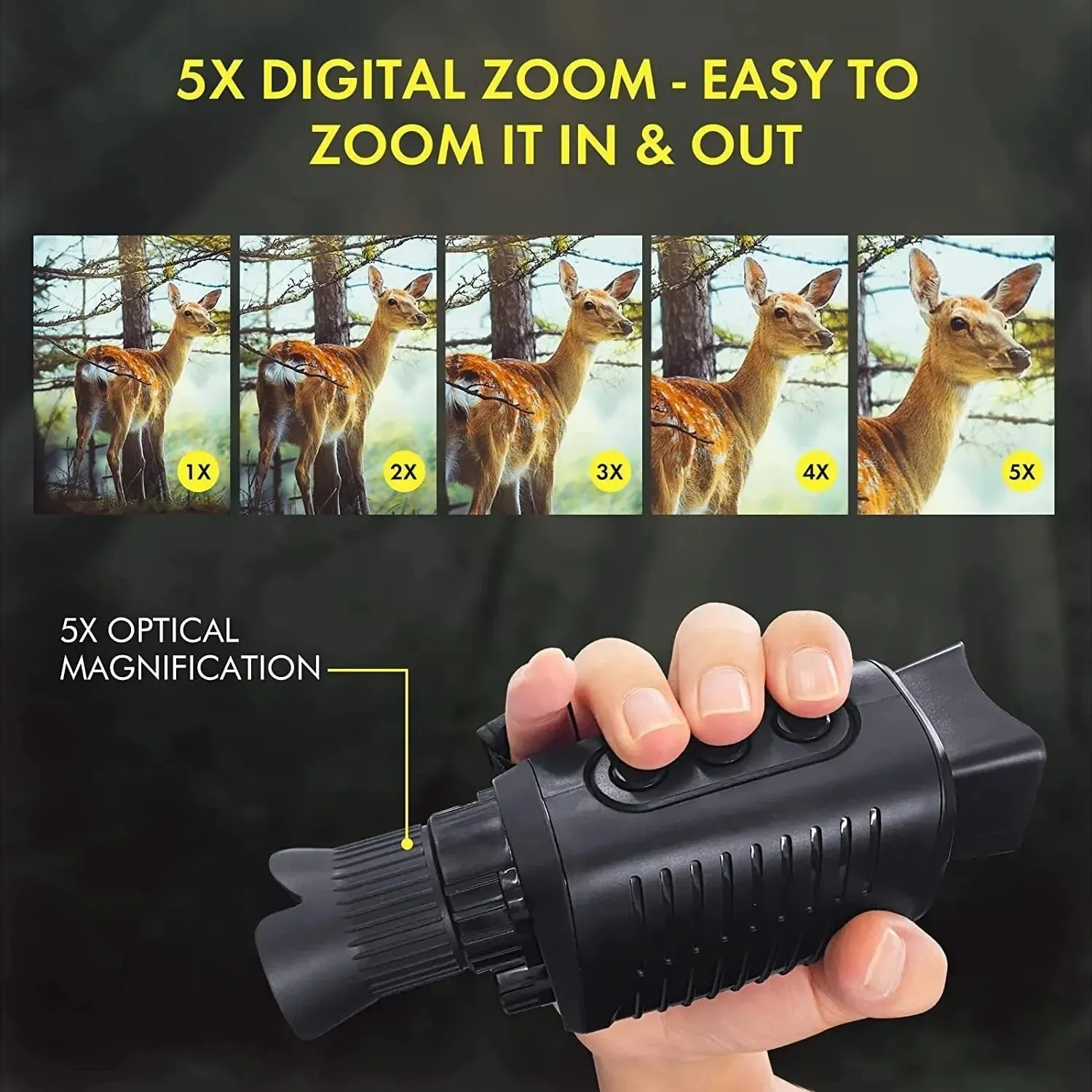 Monocular Night Vision 1080P HD Infrared Camera 5X Digital Light Zoom Telescope