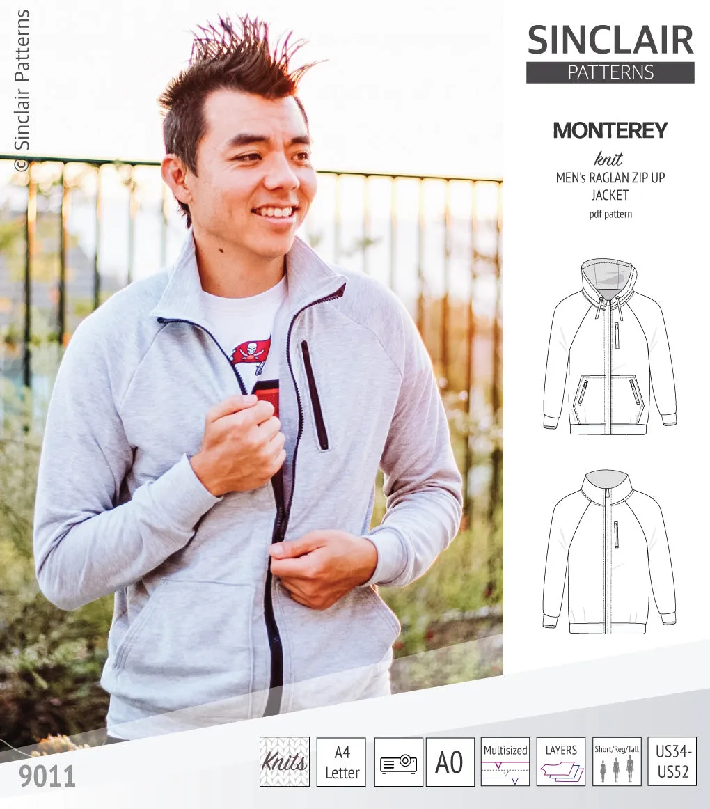 Monterey zippered knit raglan jacket for men (PDF)
