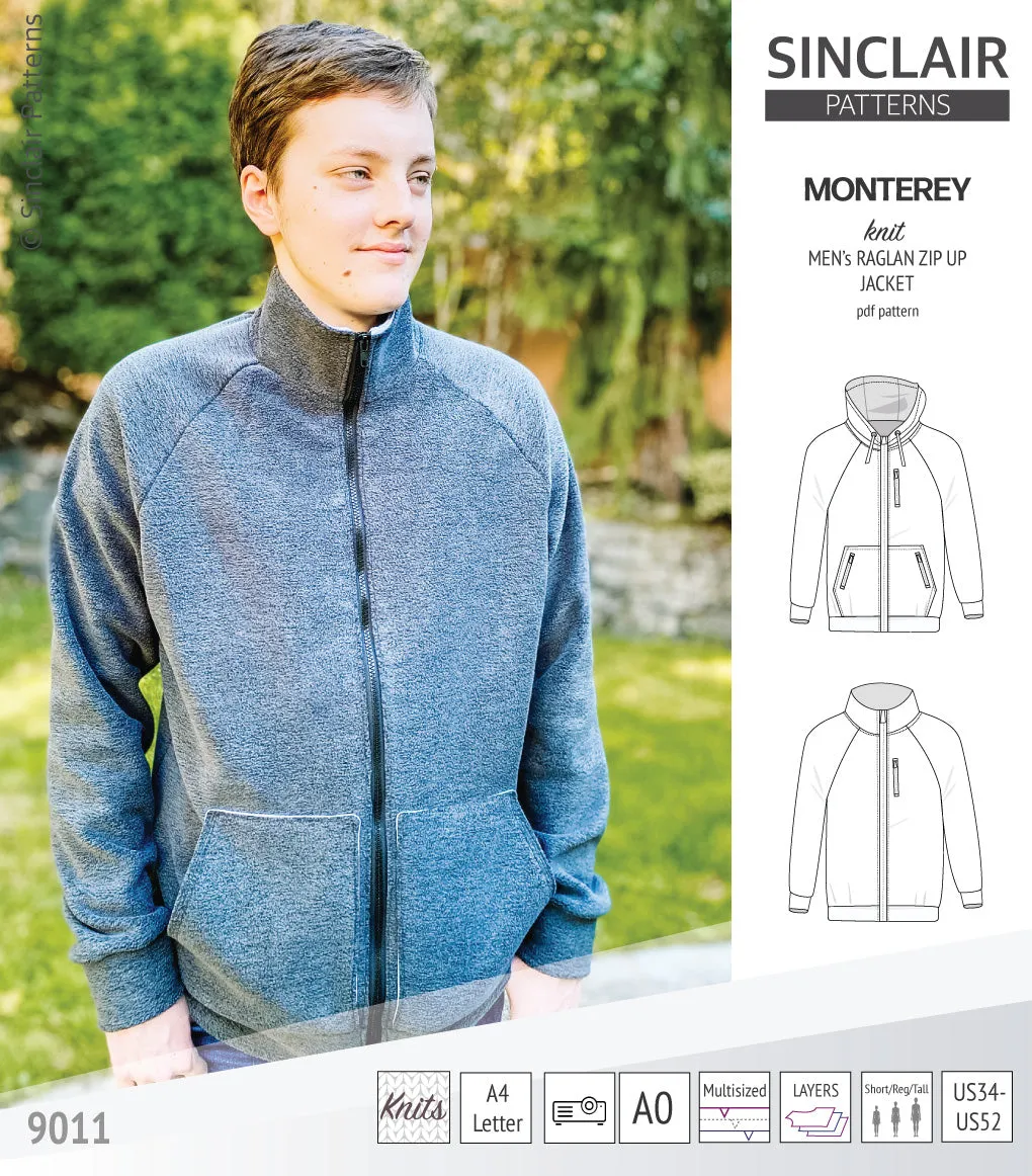 Monterey zippered knit raglan jacket for men (PDF)